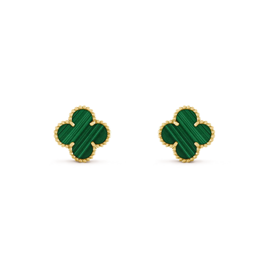[⭐Reverie Jewels]CLOVER MEDIUM 1 MOTIFS MALACHITE  EARRINGS