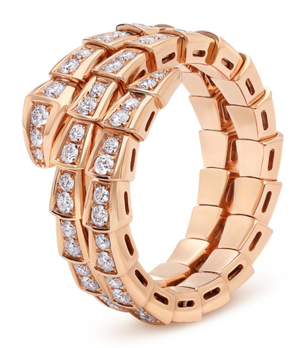 [⭐Reverie Jewels]SERPENTI RING PINK GOLD DIAMOND DOUBLE ROW