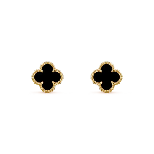 [⭐Reverie Jewels]CLOVER MINI 9.5MM BLACK MOP EARRINGS