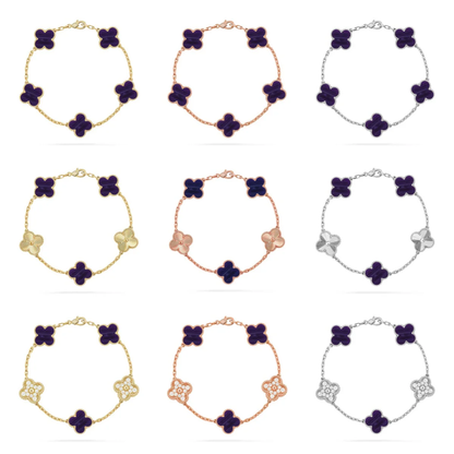 [⭐Reverie Jewels]CLOVER 5 MOTIF PURPLE STRIPES BRACELET COLLECTION