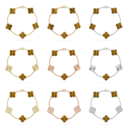 [⭐Reverie Jewels] CLOVER 5 MOTIFS TIGER EYE BRACELET COLLECTION