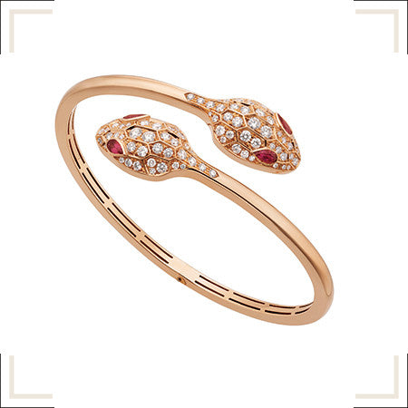 [⭐Reverie Jewels]SERPENTI BRACELET PINK GOLD DIAMOND DOUBLE SNAKE
