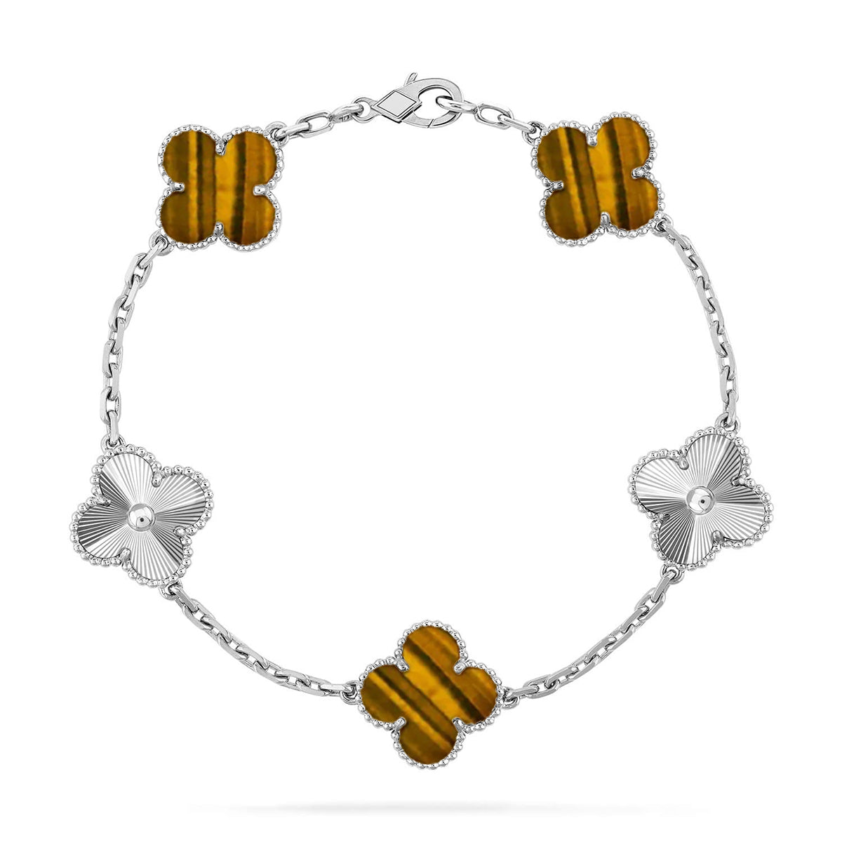 [⭐Reverie Jewels] CLOVER 5 MOTIFS TIGER EYE BRACELET COLLECTION