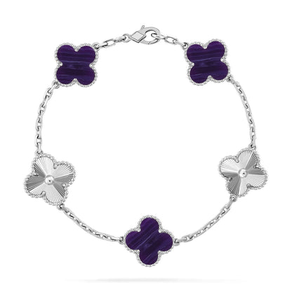 [⭐Reverie Jewels]CLOVER 5 MOTIF PURPLE STRIPES BRACELET COLLECTION