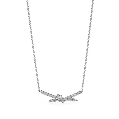[Reverie Jewels]KNOT PENDANT SILVER DIAMOND NECKLACE