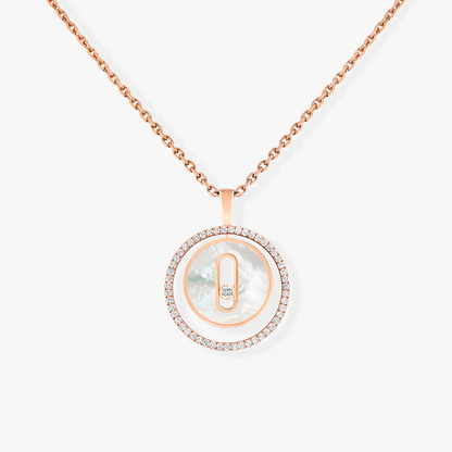 [⭐Reverie Jewels]Demo MOVE 1 DIAMOND WHITE MOTHER OF PEARL PINK GOLD DIAMOND NECKLACE