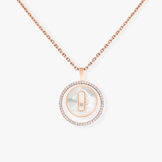 [⭐Reverie Jewels]Demo MOVE 1 DIAMOND WHITE MOTHER OF PEARL PINK GOLD DIAMOND NECKLACE