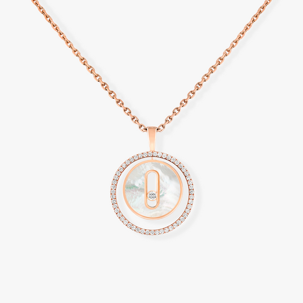 [⭐Reverie Jewels]Demo MOVE 1 DIAMOND WHITE MOTHER OF PEARL PINK GOLD DIAMOND NECKLACE