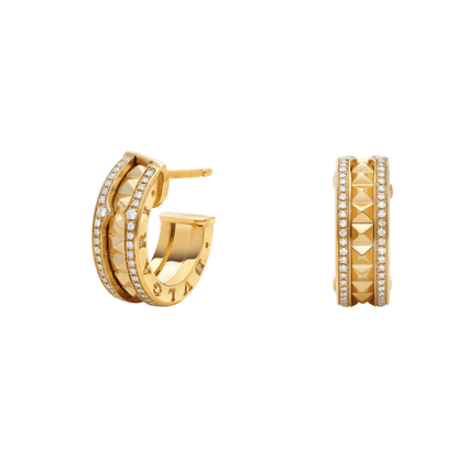 [⭐Reverie Jewels]ZERO 1 ROCK GOLD EARRINGS WITH STUDDED SPIRAL AND PAVED DIAMONDS