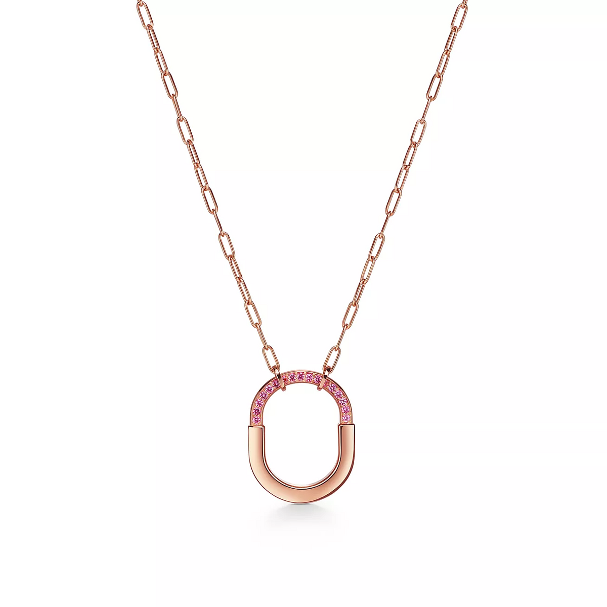 [Reverie Jewels]LOCK MEDIUM PENDANT PINK DIAMOND PINK GOLD NECKLACE