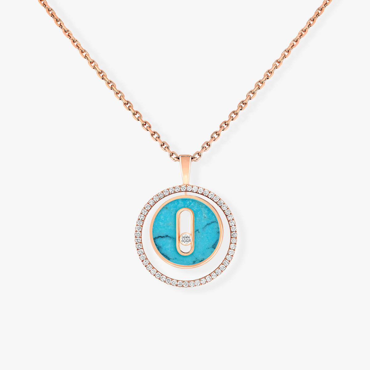 [⭐Reverie Jewels]Demo MOVE 1 DIAMOND TURQUOISE PINK GOLD DIAMOND NECKLACE