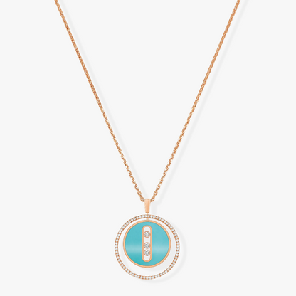 [⭐Reverie Jewels]Demo MOVE 3 DIAMONDS TURQUOISE PINK GOLD DIAMOND NECKLACE