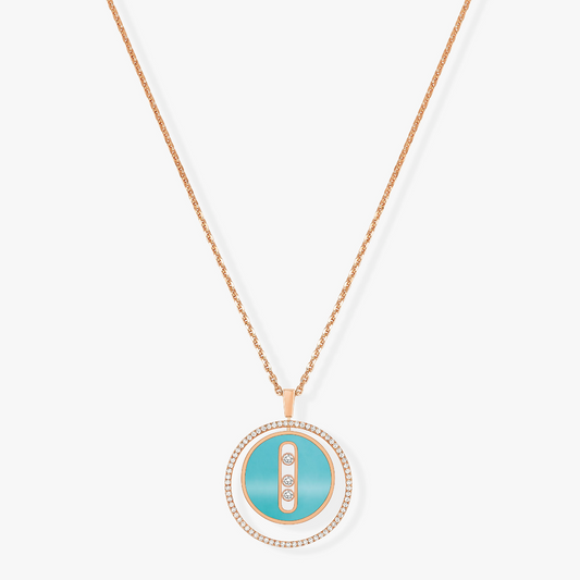 [⭐Reverie Jewels]Demo MOVE 3 DIAMONDS TURQUOISE PINK GOLD DIAMOND NECKLACE