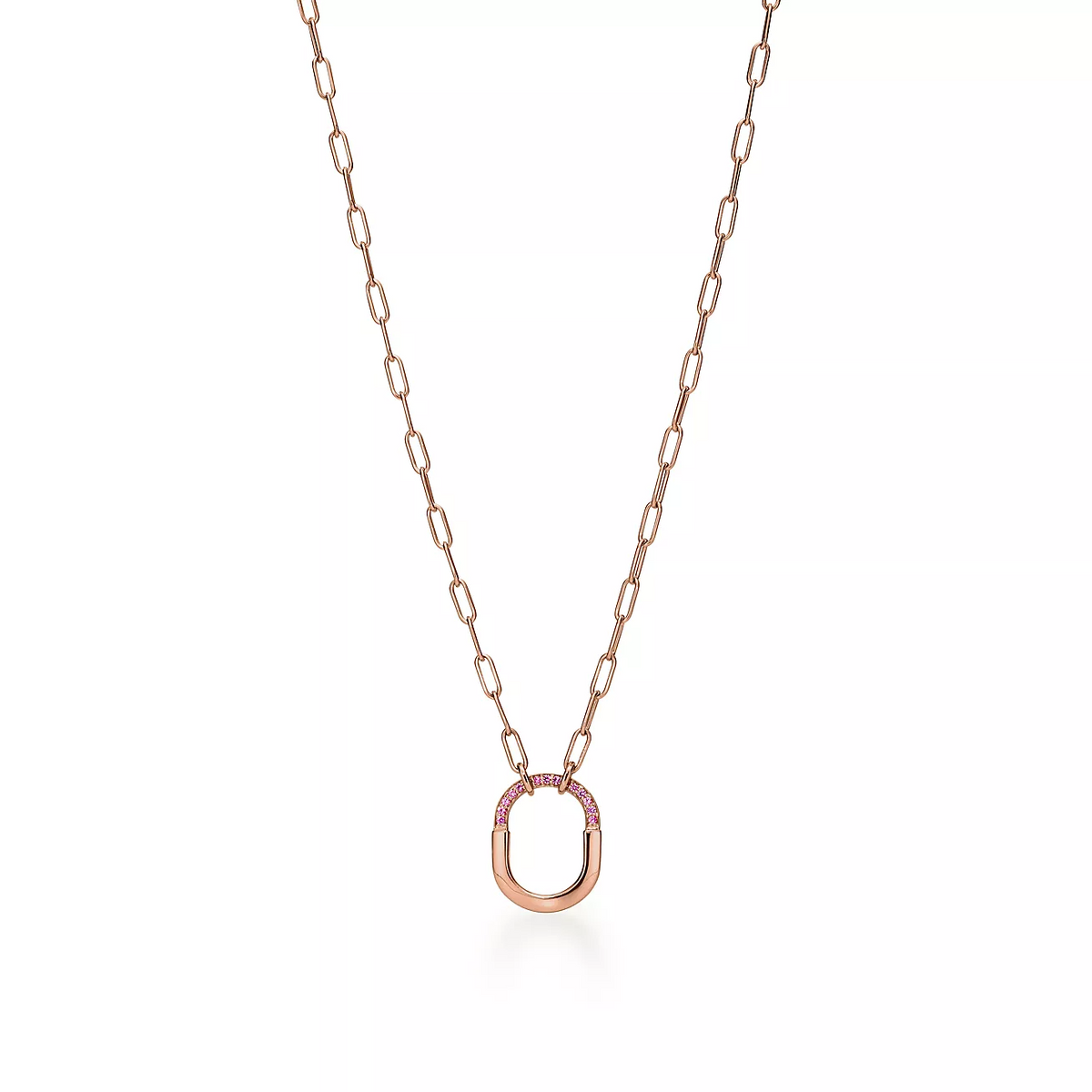 [Reverie Jewels]LOCK SMALL PENDANT PINK DIAMOND PINK GOLD NECKLACE