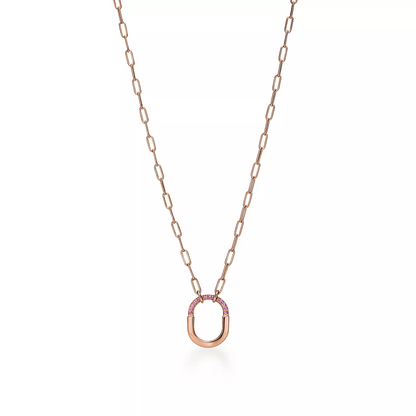 [Reverie Jewels]LOCK SMALL PENDANT PINK DIAMOND PINK GOLD NECKLACE