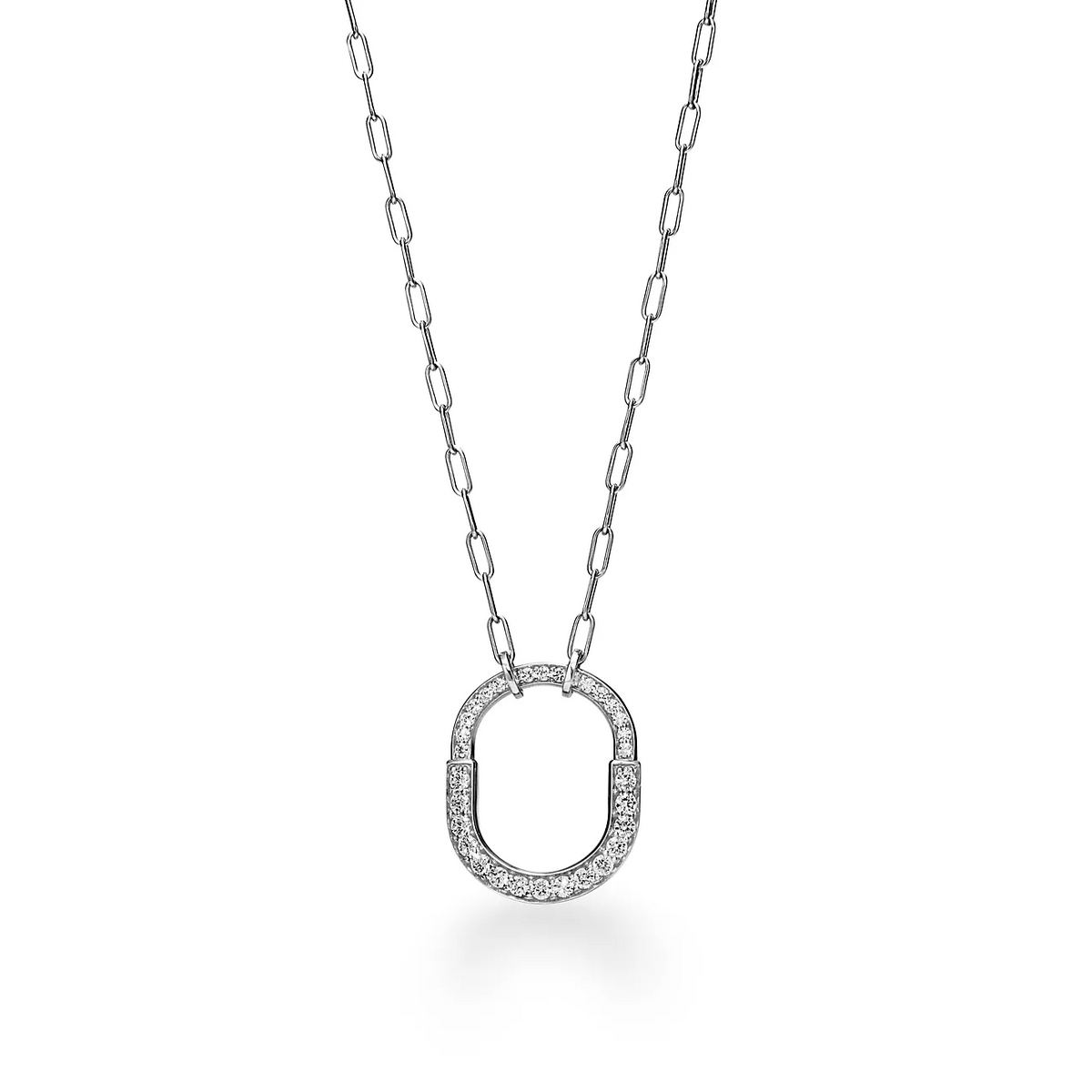 [Reverie Jewels]LOCK NECKLACE MEDIUM PENDANT SILVER PAVED DIAMONDS
