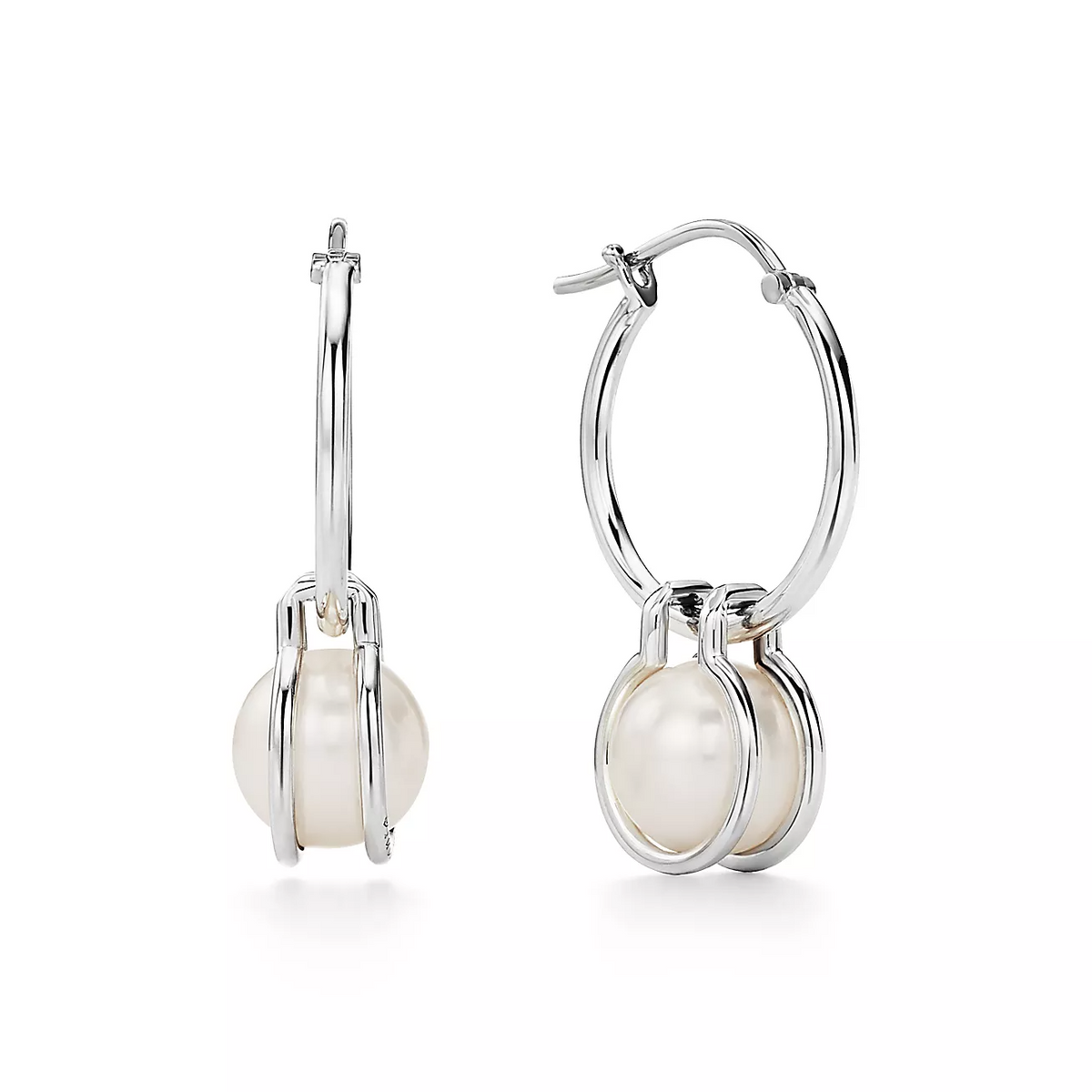 [Reverie Jewels]PEARL HOOP SILVER EARRINGS