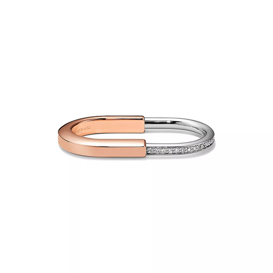 [Reverie Jewels]LOCK RING TOW-FINGER ROSE AND WHITE GOLD DIAMONDS
