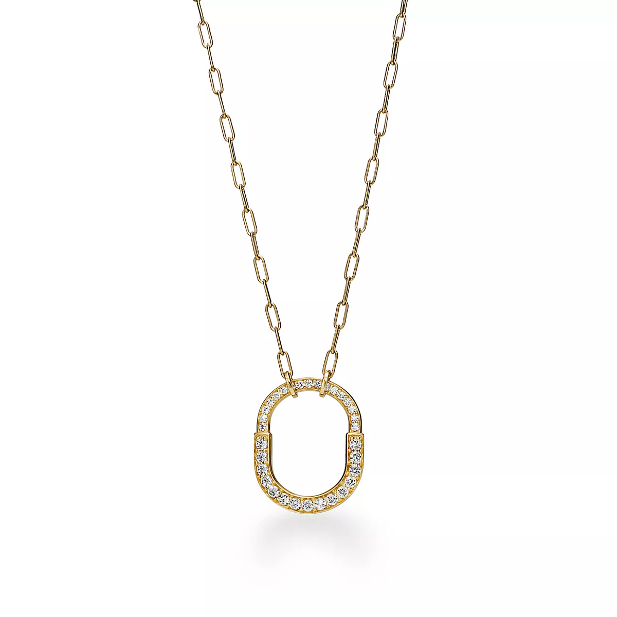 [Reverie Jewels]LOCK NECKLACE MEDIUM PENDANT GOLD PAVED DIAMONDS