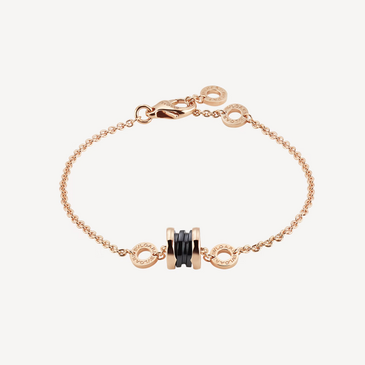 [⭐Reverie Jewels]ZERO 1 SOFT PINK GOLD AND BLACK CERAMIC BRACELET