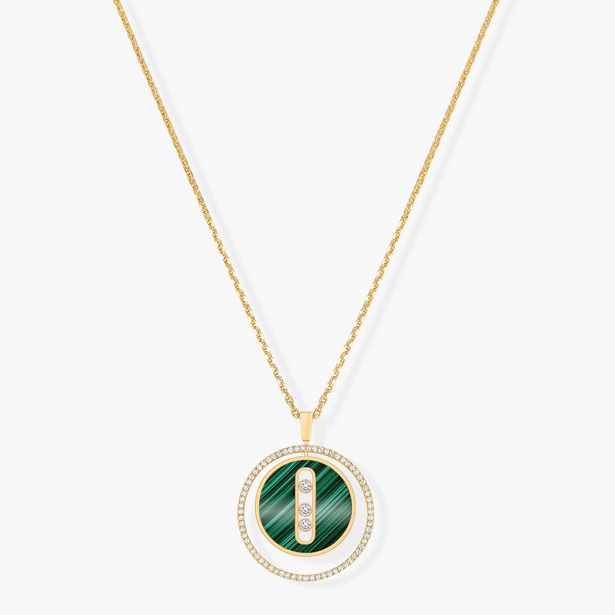[⭐Reverie Jewels]Demo MOVE 3 DIAMOND MALACHITE GOLD DIAMOND NECKLACE