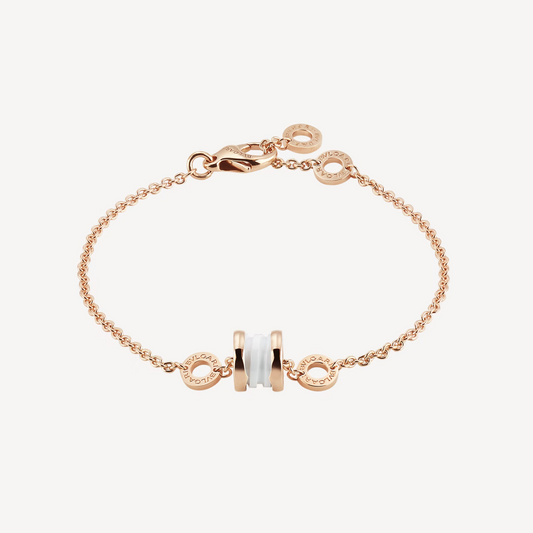 [⭐Reverie Jewels]ZERO 1 SOFT PINK GOLD AND WHITE CERAMIC BRACELET