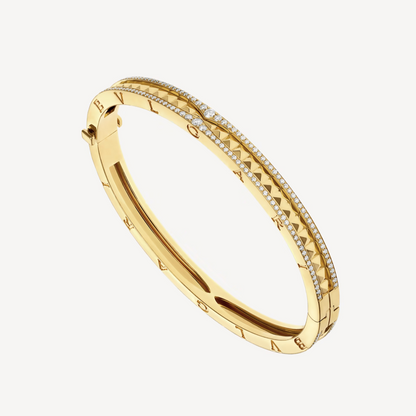 [⭐Reverie Jewels]ZERO 1 SPIRAL AND PAVED DIAMOND GOLD BRACELET