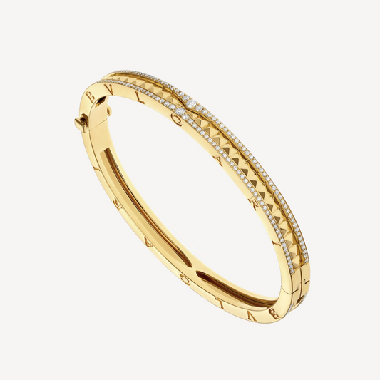 [⭐Reverie Jewels]ZERO 1 SPIRAL AND PAVED DIAMOND GOLD BRACELET