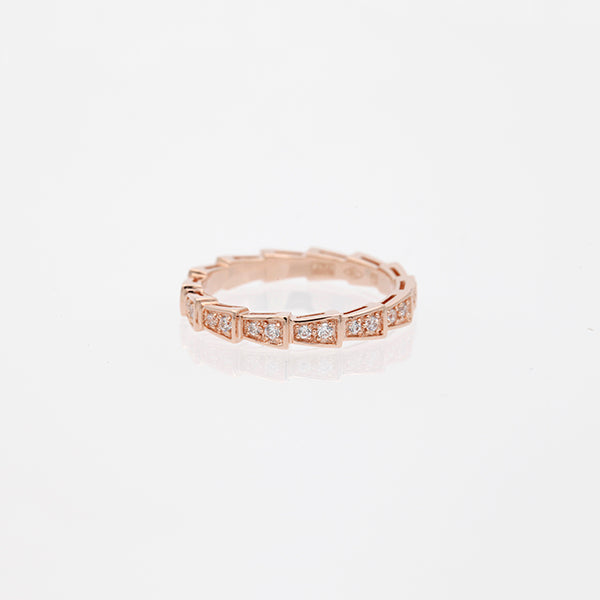 [⭐Reverie Jewels]SERPENTI RING PINK GOLD DIAMOND PAVED 3MM