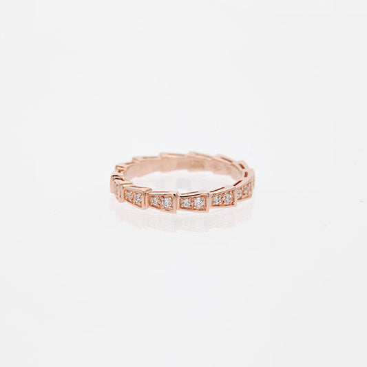 [⭐Reverie Jewels]SERPENTI RING PINK GOLD DIAMOND PAVED 3MM