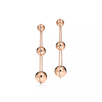 [Reverie Jewels]TRIPLE DROP PINK GOLD EARRINGS