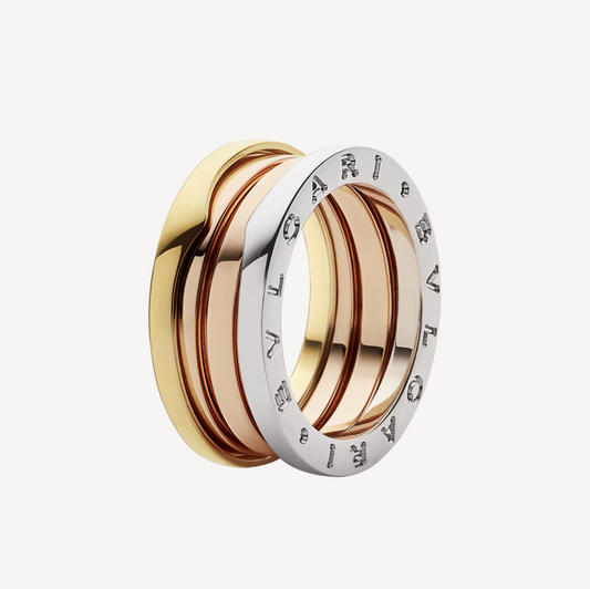 [⭐Reverie Jewels]ZERO 1 THREE-BAND ROSE WHITE AND YELLOW RING