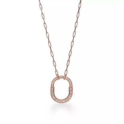 [Reverie Jewels]LOCK NECKLACE MEDIUM PENDANT PINK GOLD PAVED DIAMONDS