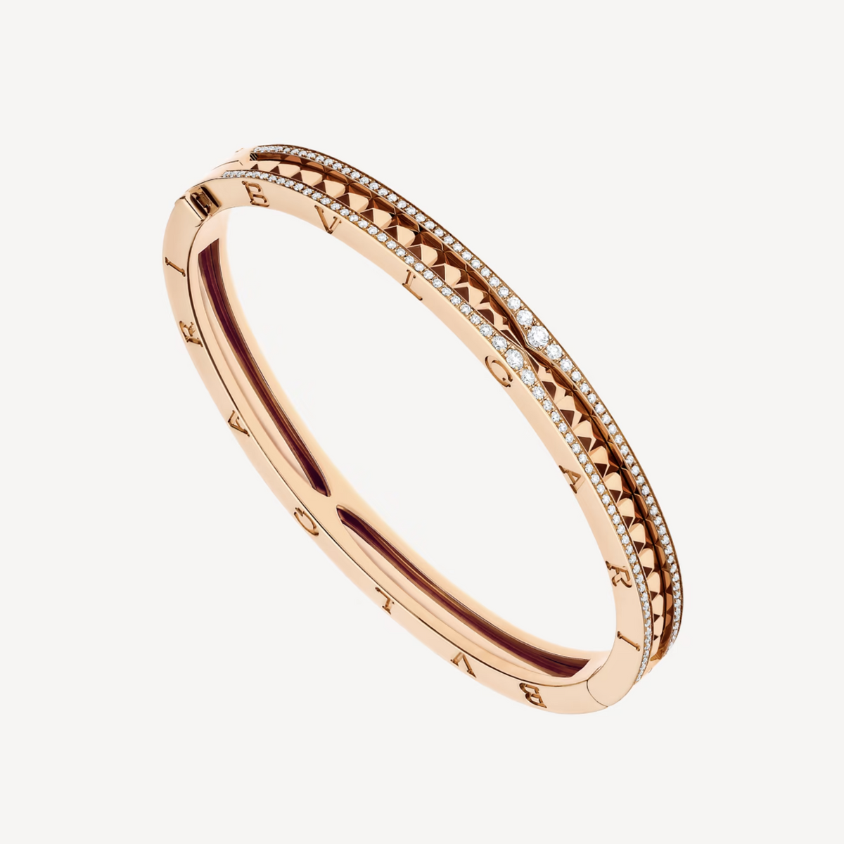 [⭐Reverie Jewels]ZERO 1 SPIRAL AND PAVED DIAMOND PINK GOLD BRACELET