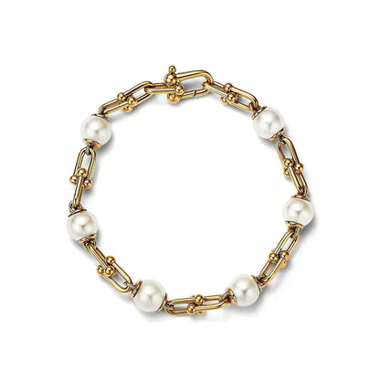 [Reverie Jewels]LINK BRACELET GOLD WITH FRESHWATER PEARLS
