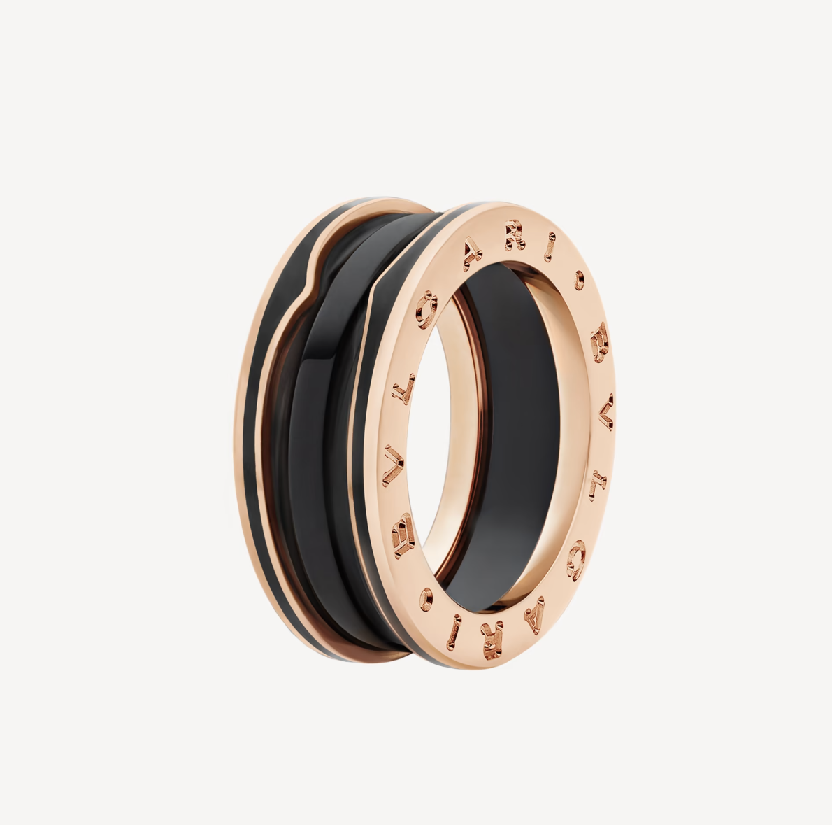 [⭐Reverie Jewels]ZERO 1 TWO-BAND WITH MATTE BLACK CERAMIC PINK GOLD RING