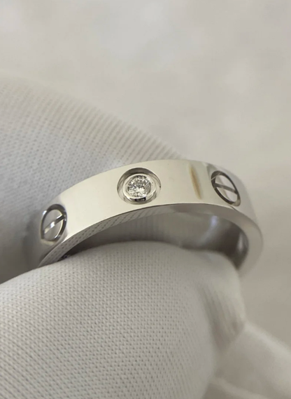 [⭐Reverie Jewels]LOVE RING 4MM 1 DIAMOND SILVER