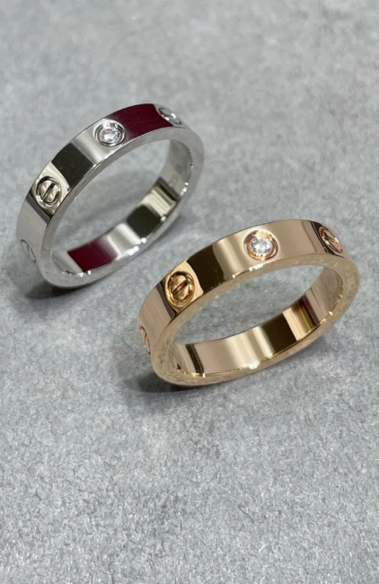 [⭐Reverie Jewels]LOVE RING 4MM 1 DIAMOND SILVER