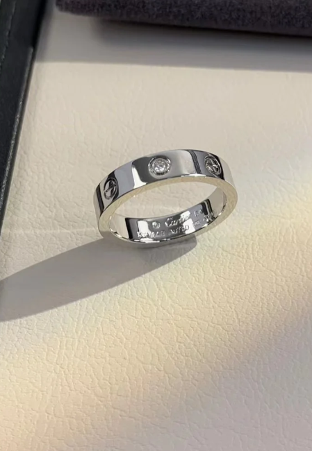 [⭐Reverie Jewels]LOVE RING 4MM 1 DIAMOND SILVER