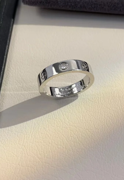 [⭐Reverie Jewels]LOVE RING 4MM 1 DIAMOND SILVER