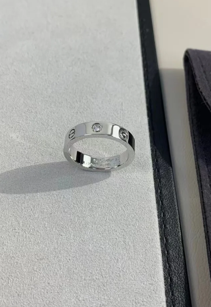 [⭐Reverie Jewels]LOVE RING 4MM 1 DIAMOND SILVER
