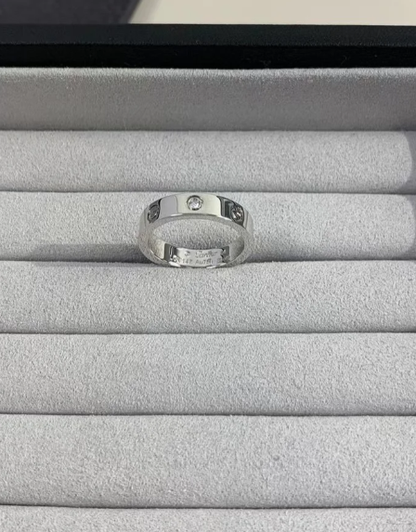 [⭐Reverie Jewels]LOVE RING 4MM 1 DIAMOND SILVER