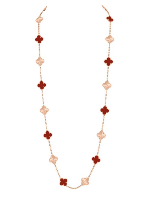 [⭐Reverie Jewels]CLOVER 20 MOTIFS LASER CARNELIAN NECKLACE