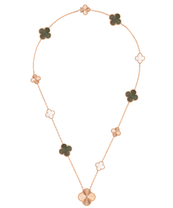 [⭐Reverie Jewels]DETACHABLE CLOVER 15(11+4) FLOWER SILVER NECKLACE SET