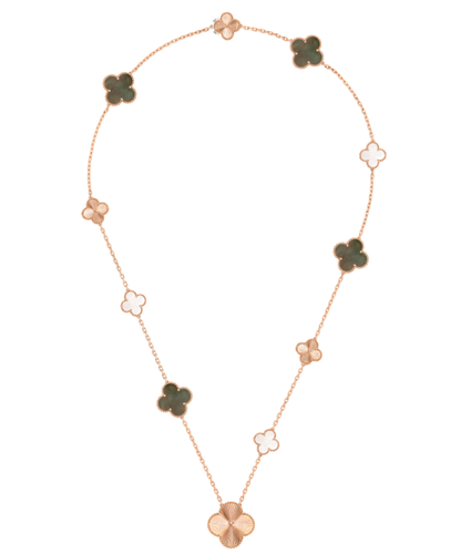 [⭐Reverie Jewels]DETACHABLE CLOVER 15(11+4) FLOWER SILVER NECKLACE SET