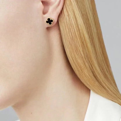 [⭐Reverie Jewels]CLOVER MINI 9.5MM BLACK MOP EARRINGS