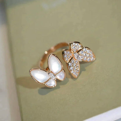 [⭐Reverie Jewels]TWIN BUTTERFLY DIAMOND MOP RING