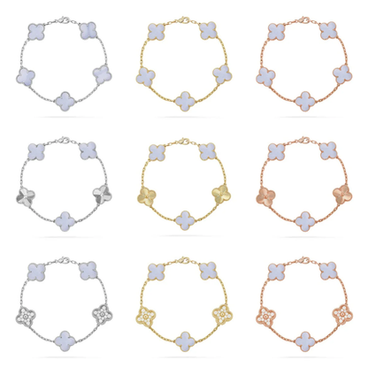 [⭐Reverie Jewels] CLOVER 5 MOTIF PURPLE CHALCEDONY BRACELET COLLECTION