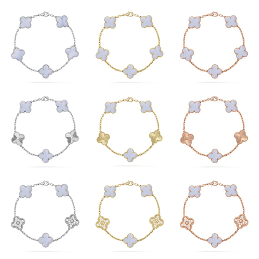 [⭐Reverie Jewels] CLOVER 5 MOTIF PURPLE CHALCEDONY BRACELET COLLECTION