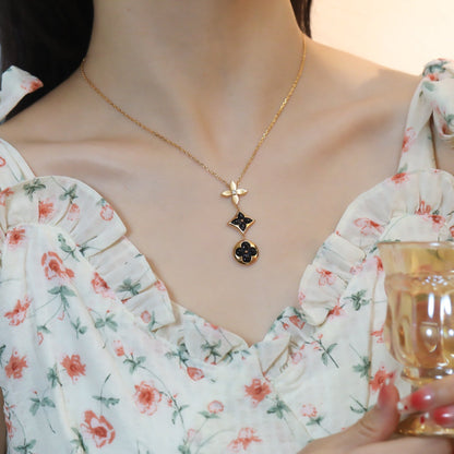 [⭐Reverie Jewels]STAR AND SUN ONYX PINK GOLD NECKLACE